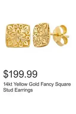 Costco 14kt Yellow Gold Fancy Square Stud Earrings offer