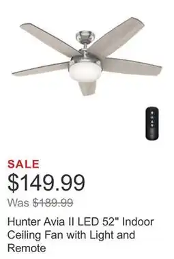 Costco Hunter Avia II LED 52 Indoor Ceiling Fan with Light and Remote offer