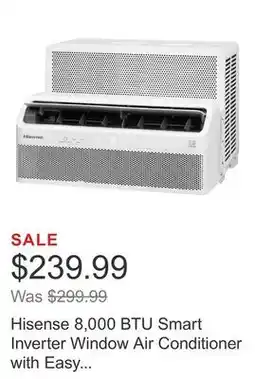 Costco Hisense 8,000 BTU Smart Inverter Window Air Conditioner with Easy Install Bracket offer
