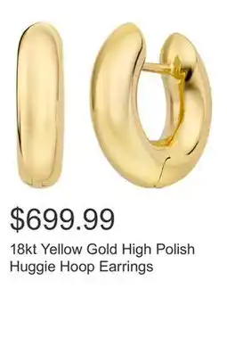 Costco 18kt Yellow Gold High Polish Huggie Hoop Earrings offer