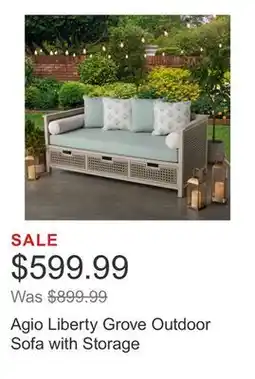 Costco Agio Liberty Grove Outdoor Sofa with Storage offer