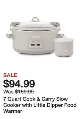 Belk 7 Quart Cook & Carry Slow Cooker with Little Dipper Food Warmer offer
