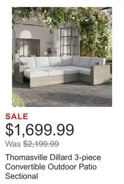 Costco Thomasville Dillard 3-piece Convertible Outdoor Patio Sectional offer