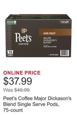 Costco Peet's Coffee Major Dickason's Blend Single Serve Pods, 75-count offer