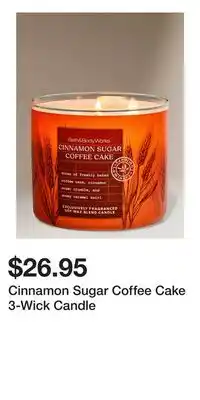 Bath & Body Works Cinnamon Sugar Coffee Cake 3-Wick Candle offer
