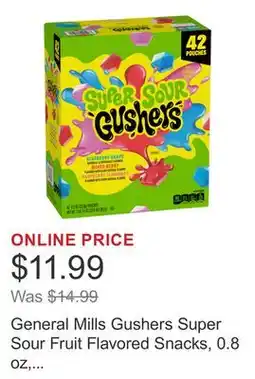 Costco General Mills Gushers Super Sour Fruit Flavored Snacks, 0.8 oz, 42-count offer