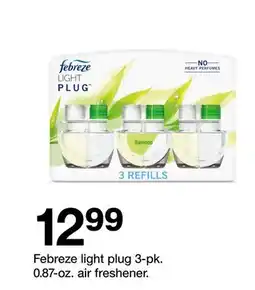 Target Febreze light plug 3 - pk. 0.87 - oz. air freshener offer