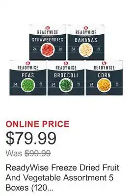 Costco ReadyWise Freeze Dried Fruit And Vegetable Assortment 5 Boxes (120 Total Servings) offer