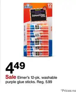 Target Elmer's 12-pk. washable purple glue sticks offer
