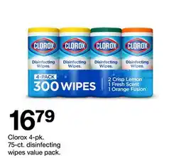Target Clorox 4-pk. 75-ct. disinfecting wipes value pack offer