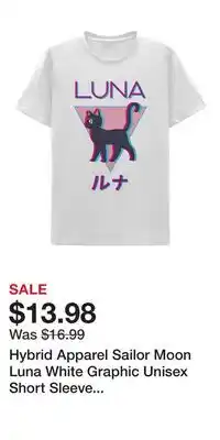 Game Stop Hybrid Apparel Sailor Moon Luna White Graphic Unisex Short Sleeve T-Shirt offer