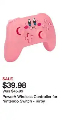 Game Stop PowerA Wireless Controller for Nintendo Switch - Kirby offer