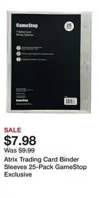 Game Stop Atrix Trading Card Binder Sleeves 25-Pack GameStop Exclusive offer