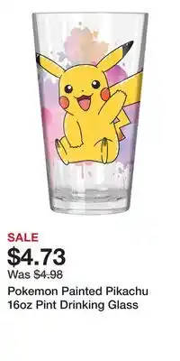 Game Stop Pokemon Painted Pikachu 16oz Pint Drinking Glass offer