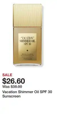Ulta Beauty Vacation Shimmer Oil SPF 30 Sunscreen offer