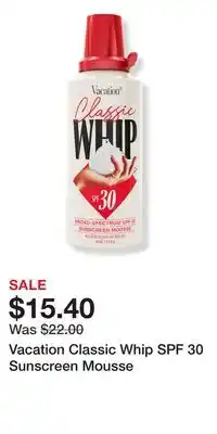 Ulta Beauty Vacation Classic Whip SPF 30 Sunscreen Mousse offer