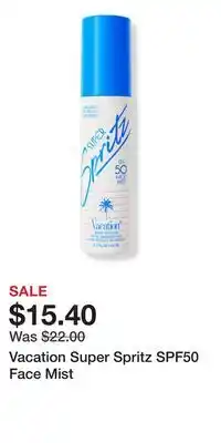 Ulta Beauty Vacation Super Spritz SPF50 Face Mist offer