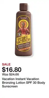 Ulta Beauty Vacation Instant Vacation Bronzing Lotion SPF 30 Body Sunscreen offer