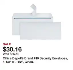 Office Depot Office Depot Brand #10 Security Envelopes, 4-1/8 x 9-1/2, Clean Seal, White, Box Of 500 offer