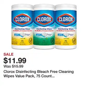 Office Depot Clorox Disinfecting Bleach Free Cleaning Wipes Value Pack, 75 Count Each, Pack of 3 offer