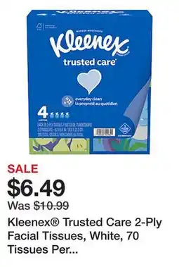 Office Depot Kleenex Trusted Care 2-Ply Facial Tissues, White, 70 Tissues Per Box, Pack Of 4 offer
