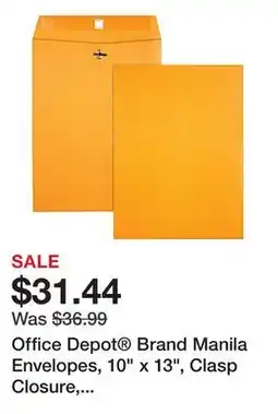 Office Depot Office Depot Brand Manila Envelopes, 10 x 13, Clasp Closure, Brown Kraft, Box Of 100 offer