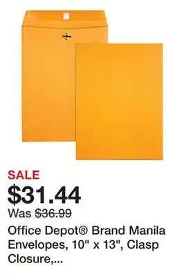 Office Depot Office Depot Brand Manila Envelopes, 10 x 13, Clasp Closure, Brown Kraft, Box Of 100 offer
