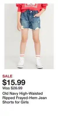 Old Navy Old Navy High-Waisted Ripped Frayed-Hem Jean Shorts for Girls offer