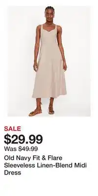 Old Navy Old Navy Fit & Flare Sleeveless Linen-Blend Midi Dress offer