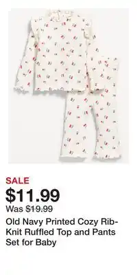Old Navy Old Navy Printed Cozy Rib-Knit Ruffled Top and Pants Set for Baby offer