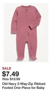 Old Navy Old Navy 2-Way-Zip Ribbed Footed One-Piece for Baby offer