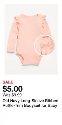 Old Navy Old Navy Long-Sleeve Ribbed Ruffle-Trim Bodysuit for Baby offer