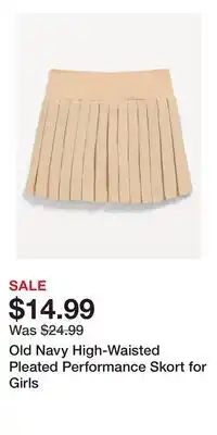 Old Navy Old Navy High-Waisted Pleated Performance Skort for Girls offer