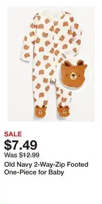 Old Navy Old Navy 2-Way-Zip Footed One-Piece for Baby offer