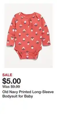 Old Navy Old Navy Printed Long-Sleeve Bodysuit for Baby offer