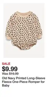 Old Navy Old Navy Printed Long-Sleeve Fleece One-Piece Romper for Baby offer