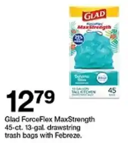 Target Glad forceflex maxstrength drawstring trash bags with febreze offer