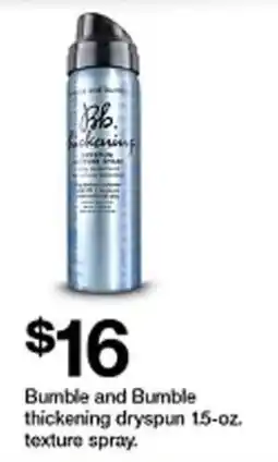 Target Bumble and Bumble thickening dryspun texture spray offer