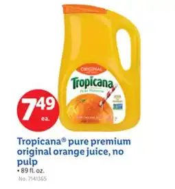 Lidl Tropicana pure premium original orange juice, no pulp offer