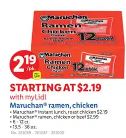 Lidl Maruchan ramen, chicken offer