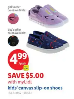 Lidl kids' canvas slip-on shoes offer