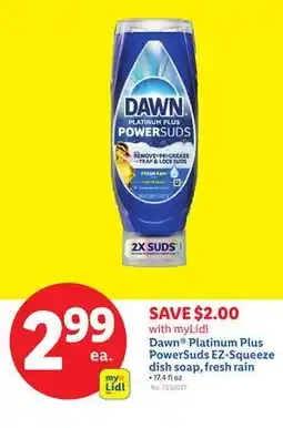 Lidl Dawn Platinum Plus PowerSuds EZ-Squeeze dish soap, fresh rain offer
