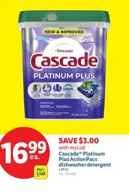 Lidl Cascade Platinum Plus ActionPacs dishwasher detergent offer