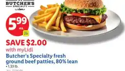 Lidl Butcher's Specialty fresh ground beef patties, 80% lean offer