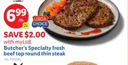Lidl Butcher's Specialty fresh beef top round thin steak offer