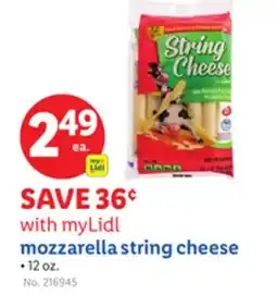Lidl mozzarella string cheese offer