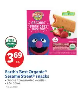 Lidl Earth's Best Organic Sesame Street snacks offer