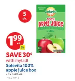 Lidl Solevita 100% apple juice box offer