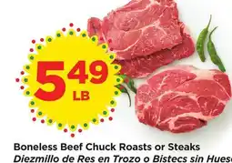 Food 4 Less Boneless Beef Chuck Roasts or Steaks offer