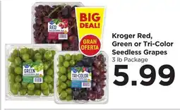 Food 4 Less Kroger Red, Green or Tri-Color Seedless Grapes offer